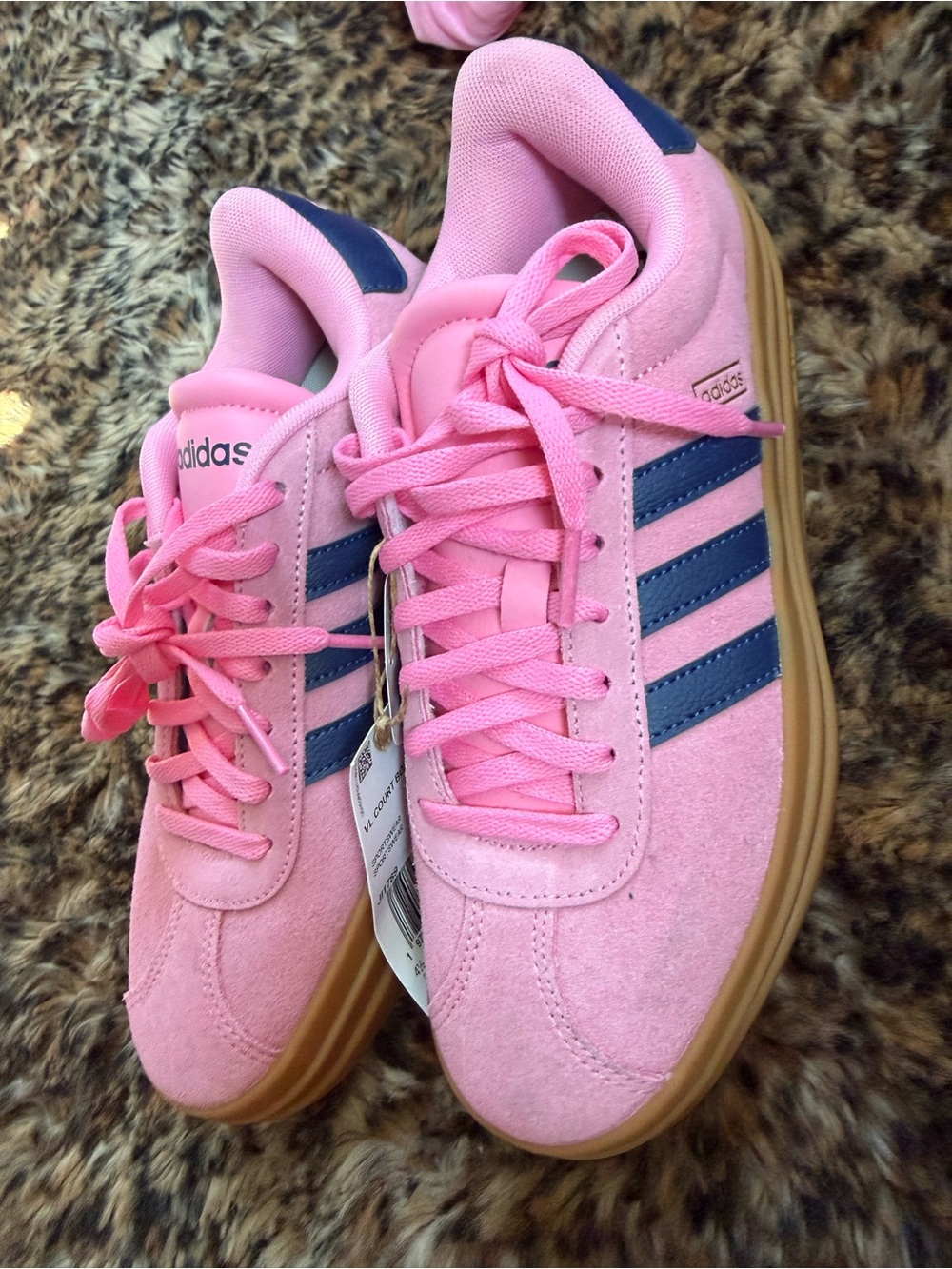 adidas Pink Suede Sneakers with Navy Three Stripes